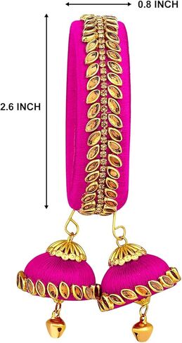 Aheli Cream Indian Traditional Designer Kada Bangle Bracelet with 2 Hangings Wedding Engagement Jewelry Gift for Women in Saudi Arabia