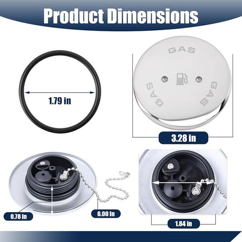 0540DPG99A استبدال غطاء غاز القارب مع حلقة O لأنظمة تعبئة سطح السفينة 0540 0541 0556 0557 وGrady 263، لمنفذ تعبئة تهوية زاوية 1-1/2 - يتضمن سلسلة ثابتة ومفتاح ربط in Kuwait