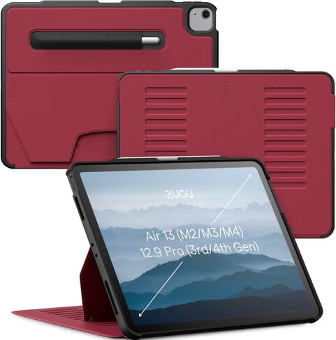 Zugu Case for iPad Air 13 Inch M3 2025 & M2 2024 و/12.9 بوصة (الجنرال الثالث/الرابع) ، غطاء واقعي نحيف مع شحن وتخزين قلم الأبل in Kuwait
