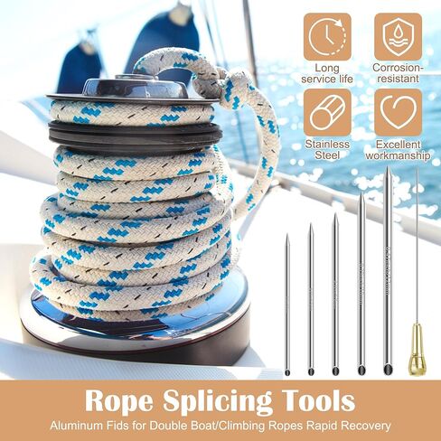 Rope Splicing Tool Includes 5 Sizes（1/4, 5/16", 3/8",7/16",1/2"） with Pusher & Storage Bag, Ropes FID Kit for Double Boat/Climbing Ropes Rapid Recovery-Coldairsoap Stainless Steel FID Splicing Tools in Saudi Arabia