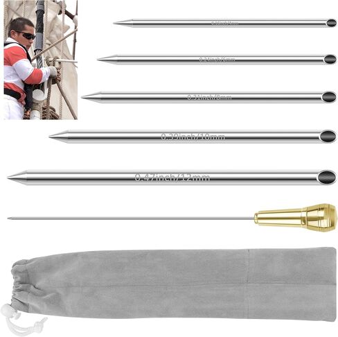 Rope Splicing Tool Includes 5 Sizes（1/4, 5/16", 3/8",7/16",1/2"） with Pusher & Storage Bag, Ropes FID Kit for Double Boat/Climbing Ropes Rapid Recovery-Coldairsoap Stainless Steel FID Splicing Tools in Saudi Arabia