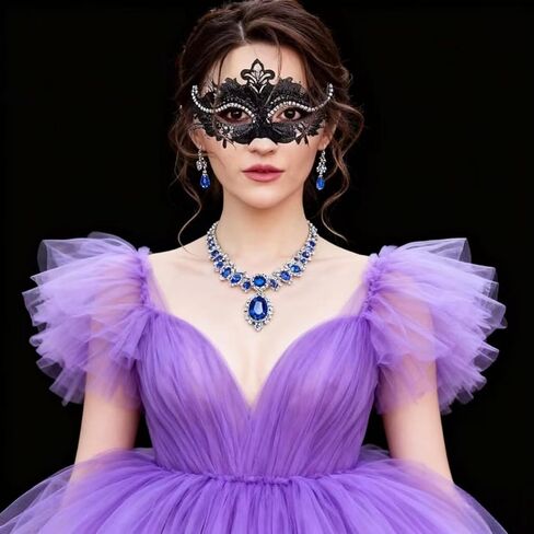 أقنعة تنكرية للأزواج، أقنعة مطلية بالبندقية لحفلات الهالوين بلاستيك معدني دانتيل نظارات كرنفال - أسود أحمر in Kuwait