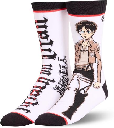 جوارب رائعة - جوارب Attack on Titan Levi Ackerman Crew - مقاس كبير للرجال والنساء - رسم الرسوم المتحركة الرسمي - مزيج قطني مريح - هدية لمحاربي الرسوم المتحركة in Kuwait
