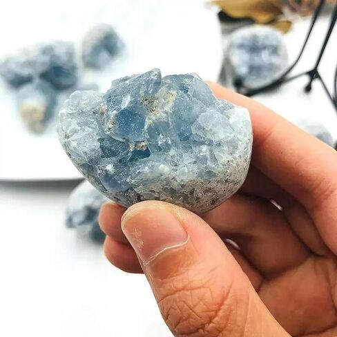 5Pcs 50-70g Natural Celestite Cluster Raw Quartz Blue Crystal Gemstone Specimens in Saudi Arabia