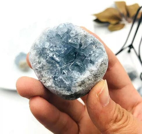 5Pcs 50-70g Natural Celestite Cluster Raw Quartz Blue Crystal Gemstone Specimens in Saudi Arabia