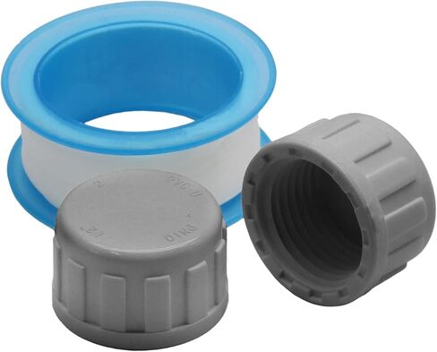 12Pcs 1/2Inch PVC Sprinkler Caps PVC Pipe Fittings, Grey Sturdy Cap Plug Adapters Compatible, Easy Install Sprinkler Cap for Plumbing Applications/DIY Projects(with Sealing Tape) in Saudi Arabia