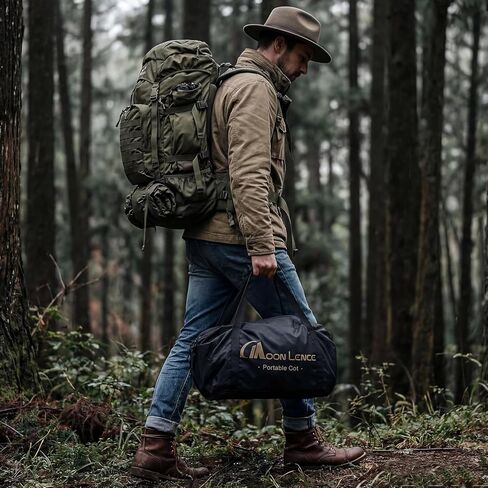 MOON LENCE Height Adjustable Camping Cot - Supports 330 lbs, Portable Folding Bed with Leg Extenders for Camping, Hiking, Sleeping, 1 Pack, Black in Kuwait