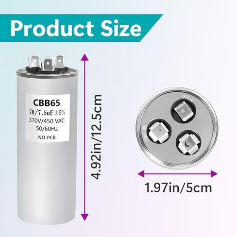 استبدال مكثف 27L556 لمكثفات تشغيل محرك التيار المتردد GE 70/7.5 uF MFD 370V/450VAC، 27L556/27L556BZ3، مكثف تشغيل مزدوج للمحرك المستدير للمكثف، مضخة حمام السباحة in Kuwait