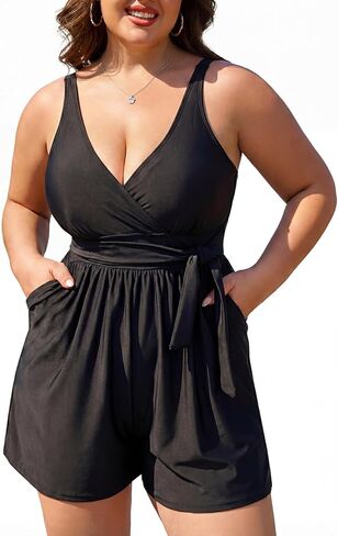 Smismivo Plus Size Swim Rompers One Piece Swimsuit Women Modest Bathing Suit with Pockets 2026 Full Coverage Swimwear in Saudi Arabia