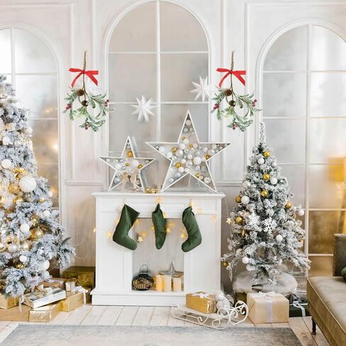 MYUPDALIN Artificial Mistletoe Ornament with Red Bow - Christmas Decoration for Indoor Party (2 Pieces) in Kuwait