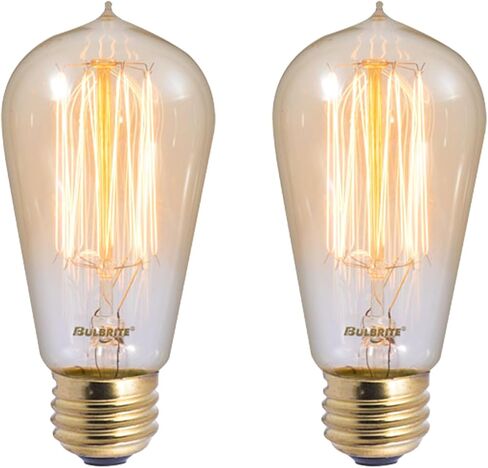 Bulbrite 136019 حزمة من (2) 60 وات عتيقة شفافة قابلة للتعتيم على شكل ST18 متوسطة (E، عتيقة شفافة) in Kuwait
