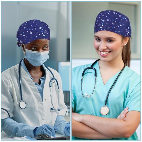 Scrub Caps Adjustable Elastic Bandage Tie Hats Nurse Working Caps with Buttons and Sweatband Confinement Hat Surgical Nurse Hat for Women Men Dentist in Saudi Arabia