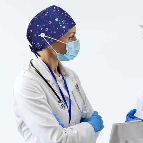 Scrub Caps Adjustable Elastic Bandage Tie Hats Nurse Working Caps with Buttons and Sweatband Confinement Hat Surgical Nurse Hat for Women Men Dentist in Saudi Arabia