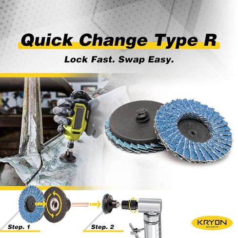 KRYON 2" Mini Flap Discs 30 Pcs, Zirconia Abrasive Type R Quick Change, 2 Inch Sanding Discs for Die Grinder, Grinding Blending Rust Removal Weld Cleanup, P40 P60 P80 with 1 Pad Holder in Saudi Arabia