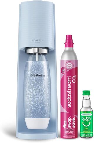 حزمة صانع المياه المتألقة Sodastream Terra باللون الأسود - تشمل ثاني أكسيد الكربون 3 عبوات وزجاجة كربونية in Saudi Arabia
