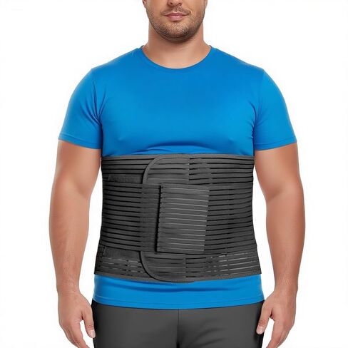 Abdominal Binder, 12-Inch Wide Elastic Belly Wrap for Plus Size Men and Women, Abdominal Binder Post-Surgery Stomach Compression Garment for Hernia Surgery, Natural Birth(Black,XXL) in Saudi Arabia