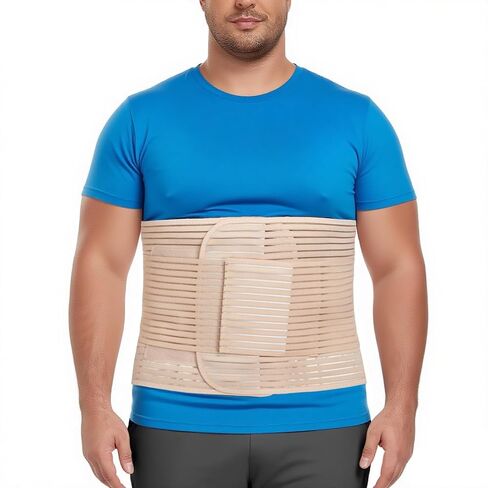 Abdominal Binder, 12-Inch Wide Elastic Belly Wrap for Plus Size Men and Women, Abdominal Binder Post-Surgery Stomach Compression Garment for Hernia Surgery, Natural Birth(Black,XXL) in Saudi Arabia