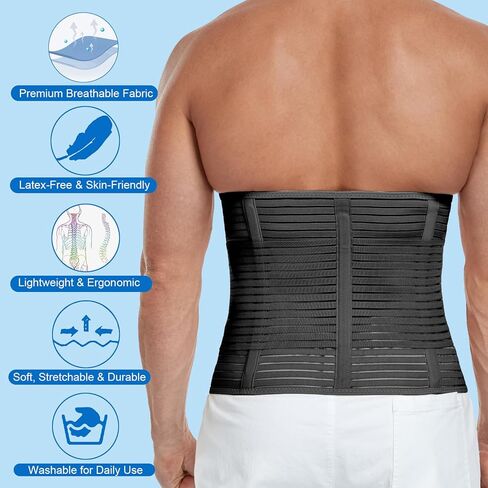 Abdominal Binder, 12-Inch Wide Elastic Belly Wrap for Plus Size Men and Women, Abdominal Binder Post-Surgery Stomach Compression Garment for Hernia Surgery, Natural Birth(Black,XXL) in Saudi Arabia