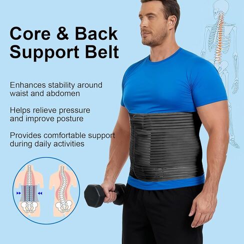 Abdominal Binder, 12-Inch Wide Elastic Belly Wrap for Plus Size Men and Women, Abdominal Binder Post-Surgery Stomach Compression Garment for Hernia Surgery, Natural Birth(Black,XXL) in Saudi Arabia