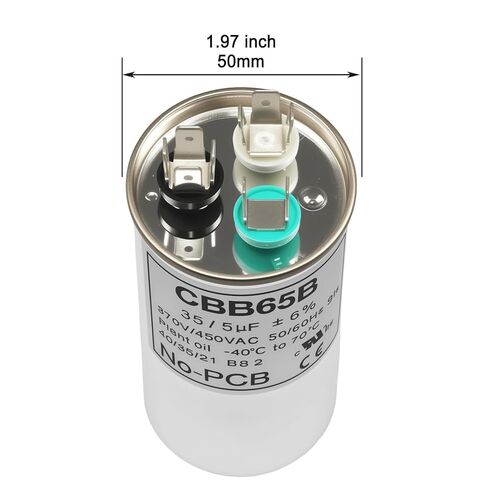 35+5 فائق التوهج 35/5 MFD ±6% 370/450 VAC CBB65 AC مكثف، تشغيل مزدوج مكثف مستدير لمحرك مكثف مكيف الهواء أو مكثف بارد مستقيم in Kuwait