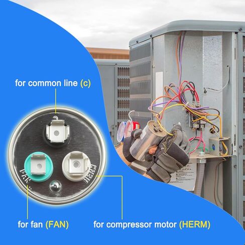 35+5 فائق التوهج 35/5 MFD ±6% 370/450 VAC CBB65 AC مكثف، تشغيل مزدوج مكثف مستدير لمحرك مكثف مكيف الهواء أو مكثف بارد مستقيم in Kuwait