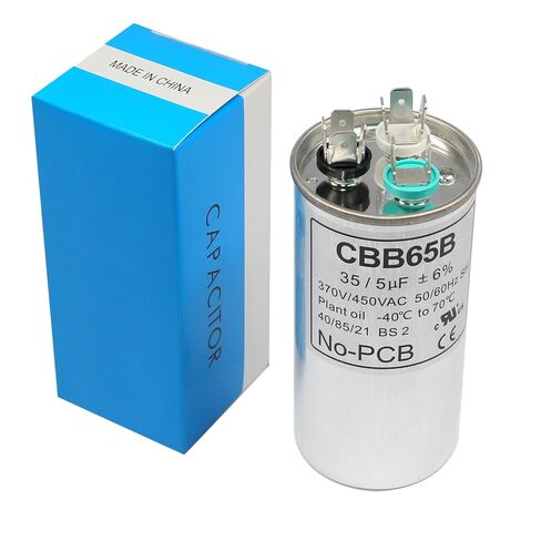 35+5 فائق التوهج 35/5 MFD ±6% 370/450 VAC CBB65 AC مكثف، تشغيل مزدوج مكثف مستدير لمحرك مكثف مكيف الهواء أو مكثف بارد مستقيم in Kuwait