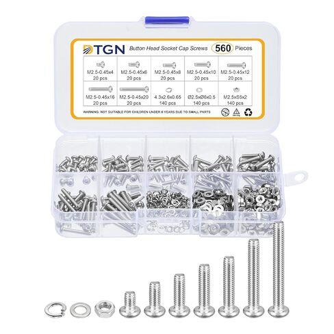 DTGN 565Pcs M2.5-0.45x4/6/8/10/12/16/20mm Button Head Socket Cap Screws - 304 Stainless Steel Bolt Nut Set Washer Assortment Kit - Good for Road Bicycle, Mountain Bike, Auto in Saudi Arabia