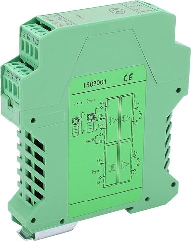 Signal Isolator, 1 in 2 Out DC24V ABS Material Installation on 35mm Standard Rail,with Strong Anti Interference Ability, Applicable for 2-Wire, 3-Wire Transmitter, Current in Saudi Arabia