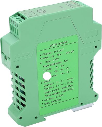 Signal Isolator, 1 in 2 Out DC24V ABS Material Installation on 35mm Standard Rail,with Strong Anti Interference Ability, Applicable for 2-Wire, 3-Wire Transmitter, Current in Saudi Arabia