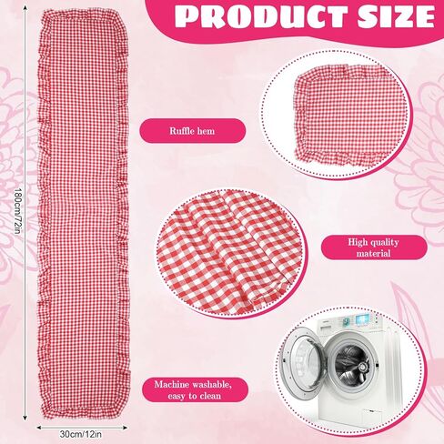 JarThenaAMCS Gingham Ruffle Table Runner Red White Plaid Rustic Ruffled Edge Table Runner Decoration for Farmhouse Valentine Day Baby Bridal Shower Holiday Party Decor, 72 x 12 Inch in Saudi Arabia
