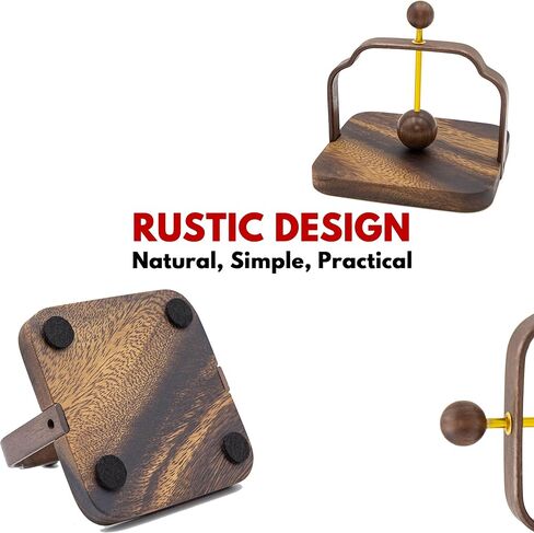 حامل مناديل كوكتيل مقاس 5x5 بوصة مع ذراع مرجح، موزع مناديل مسطح من خشب الجوز الريفي للطاولة، المطبخ، المقهى، البار، المطعم، المزرعة، الحفلات (قاعدة مربعة 5.12 بوصة) in Kuwait