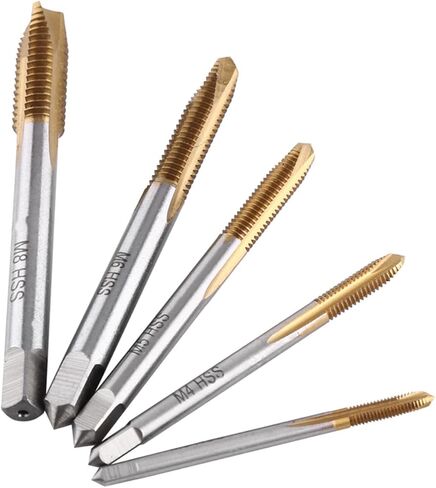 Coated HSS Thread Tap Set Professional Grade Screw Tapping Tools Kit for Metal Woodworking DIY Projects M3 M4 M5 M6 M8 5 Piece in Saudi Arabia