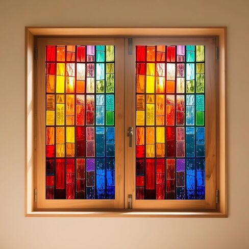 IVN Window Privacy Film Diamond Tint Stained Glass Window Film Decorative Static Cling Non Adhesive Removable Reusable Window Cling for Bathroom Shower Windows Anti Glare UV Blocking 17.7x39.4 Inch in Saudi Arabia