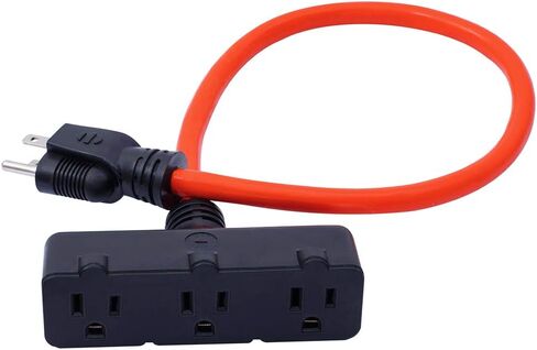 سلك تمديد طاقة 3 منافذ من KMC، 2 حزمة، سلك تمديد 12AWG بطول 2 قدم، 125 فولت/15 أمبير 1875 وات، برتقالي in Saudi Arabia