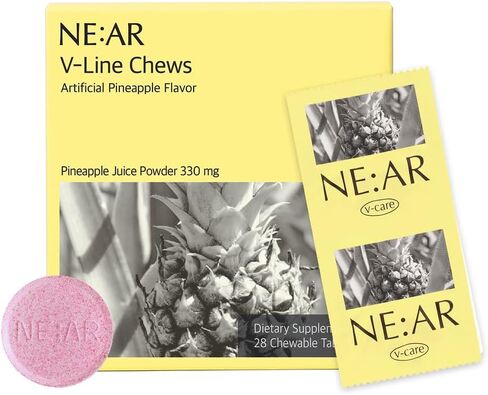 NE:AR V-Line Chews - تركيبة عشبية مضادة للانتفاخ مع دعم الدورة الدموية وتوازن الماء - مواد قابلة للمضغ يوميًا للانتفاخ والهضم والعافية - نكهة الأناناس in Saudi Arabia