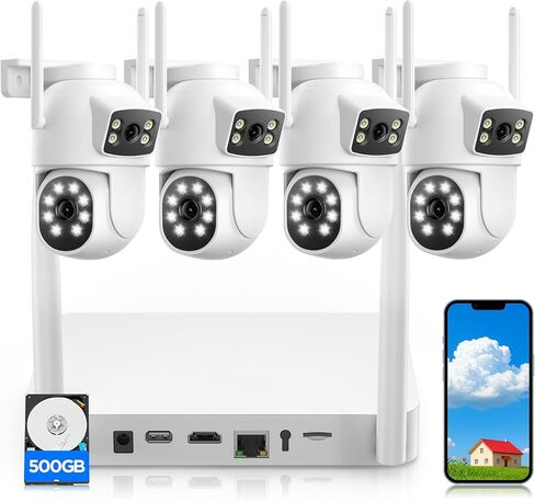 Security Cameras Wireless Outdoor, CAMCAMP Home Security Camera System with 2K Dual Lens Color Night Vision, Auto Tracking, 2-Way Audio, 500GB HDD, 2.4G/5G WiFi & 10CH Expandable NVR in Saudi Arabia