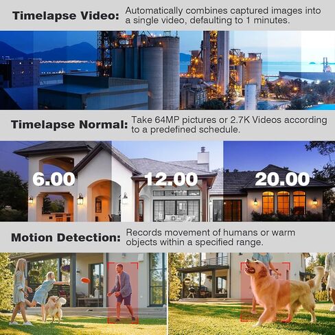 Time Lapse Camera, Timelapse Camera Wi-Fi with App Control, Color Night Vision, Manual Focus, 6-Month Battery, 32GB Storage, for Indoor Construction, Plant, Cooking, No LCD Screen, No Waterproof in Kuwait