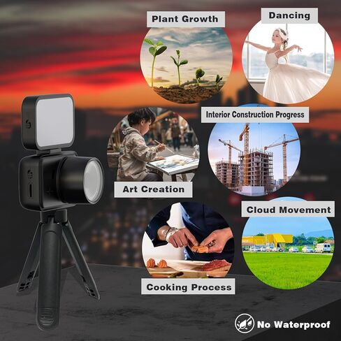 Time Lapse Camera, Timelapse Camera Wi-Fi with App Control, Color Night Vision, Manual Focus, 6-Month Battery, 32GB Storage, for Indoor Construction, Plant, Cooking, No LCD Screen, No Waterproof in Kuwait