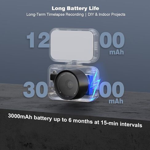 Time Lapse Camera, Timelapse Camera Wi-Fi with App Control, Color Night Vision, Manual Focus, 6-Month Battery, 32GB Storage, for Indoor Construction, Plant, Cooking, No LCD Screen, No Waterproof in Kuwait