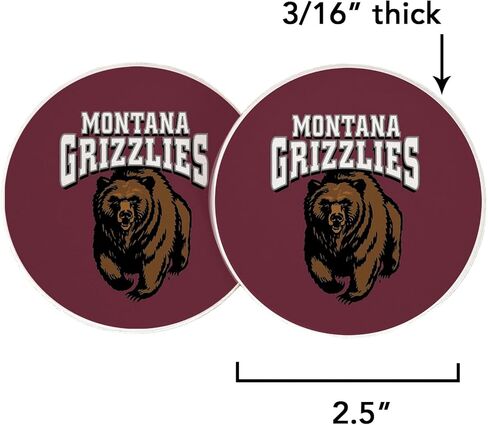 مجموعة قواعد أكواب السيارة من الحجر الرملي الماصة لكأس السيارة من Desert Cactus of Montana Grizzlies UM Griz UMont مكونة من قطعتين (تصميم A) in Saudi Arabia
