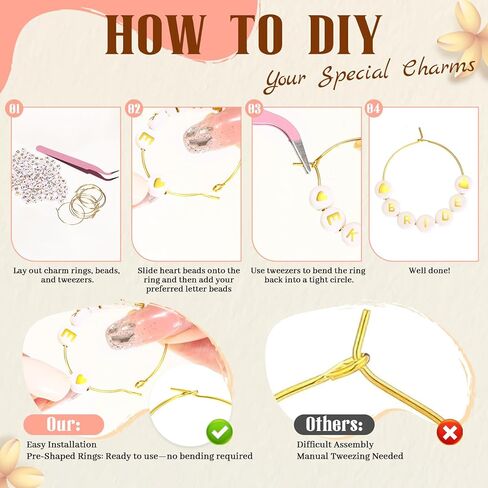 50 قطعة من سحر زجاج النبيذ DIY، 1300 حرف A-Z سحر النبيذ للنظارات الجذعية، 100 خرزة مستديرة، علامات حلقات شرب 1.2 بوصة، علامات سحر زجاجية أبجدية قابلة للتخصيص لحفلات الزفاف وحفلات الزفاف وديكور العزوبية in Saudi Arabia