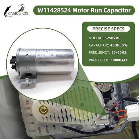 W11428524 Motor Run Capacitor W10866238 45uF 50/60Hz 10000AFC Fits for Whirlpool Maytag W11175257 AP6981681 PS12745632 EAP12745632 in Saudi Arabia