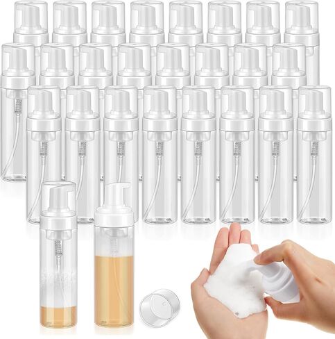 Havawish 24 Pcs Foaming Spray Bottle Transparent Empty Foaming Pump Dispenser Refillable Plastic Portable Bottle for Travel Hand Soap, Lash Cleanser (7 Oz/ 200 ml) in Saudi Arabia