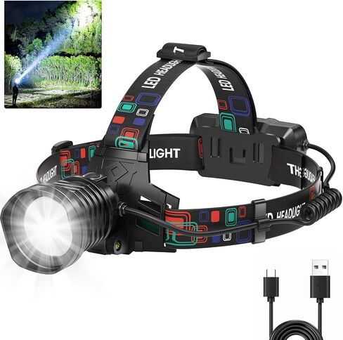 مصفرة أمامية قابلة لإعادة الشحن قابلة لإعادة شحنها سوبر لامع 99000 لامعة ، 2Pack LED LAMP مع 3 أوضاع ، 90 ° أضواء رأس قابلة للتعديل للجبهة ، مصابيح أمامية IPX6 مقاومة للماء للبالغين المشي لمسافات طويلة التخييم in Kuwait