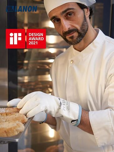 قفازات سيليكون سائلة من لانون، قفازات فرن مقاومة للحرارة بالأصابع، درجة الطعام، مقاومة للماء، أبيض، كبير in Kuwait