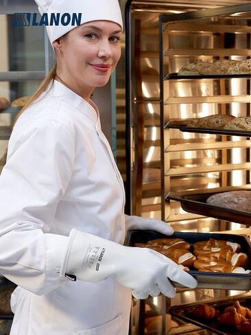 قفازات سيليكون سائلة من لانون، قفازات فرن مقاومة للحرارة بالأصابع، درجة الطعام، مقاومة للماء، أبيض، كبير in Kuwait