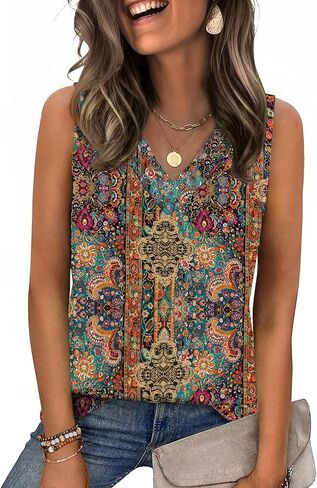 Zeagoo Tank Top for Women V Neck Loose Fit Sleeveless Summer Tops Business Casual Outfits Dressy Blouses Shirts in Saudi Arabia