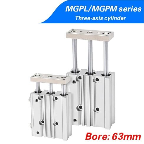 MGPM/MGPL Thin Three-axis Guide Cylinder with Guide Rod Cylinder Diameter 63mm, Stroke 25-300mm Optional (Model: MGPL63)(50mm Stroke,MGPM63) in Saudi Arabia