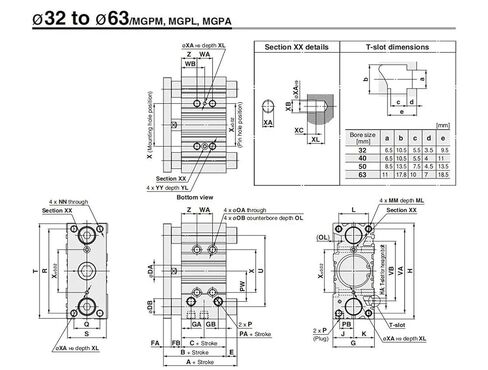 MGPM/MGPL Thin Three-axis Guide Cylinder with Guide Rod Cylinder Diameter 63mm, Stroke 25-300mm Optional (Model: MGPL63)(50mm Stroke,MGPM63) in Saudi Arabia