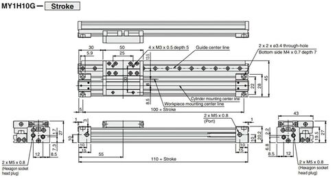 MY1H Series Mechanical Guide Rail Type rodless Cylinder, Cylinder Diameter 16-32mm, Stroke 100-900mm, Used for Long Stroke high Rigidity Linear Motion(800mm Stroke,MY1H20G) in Saudi Arabia